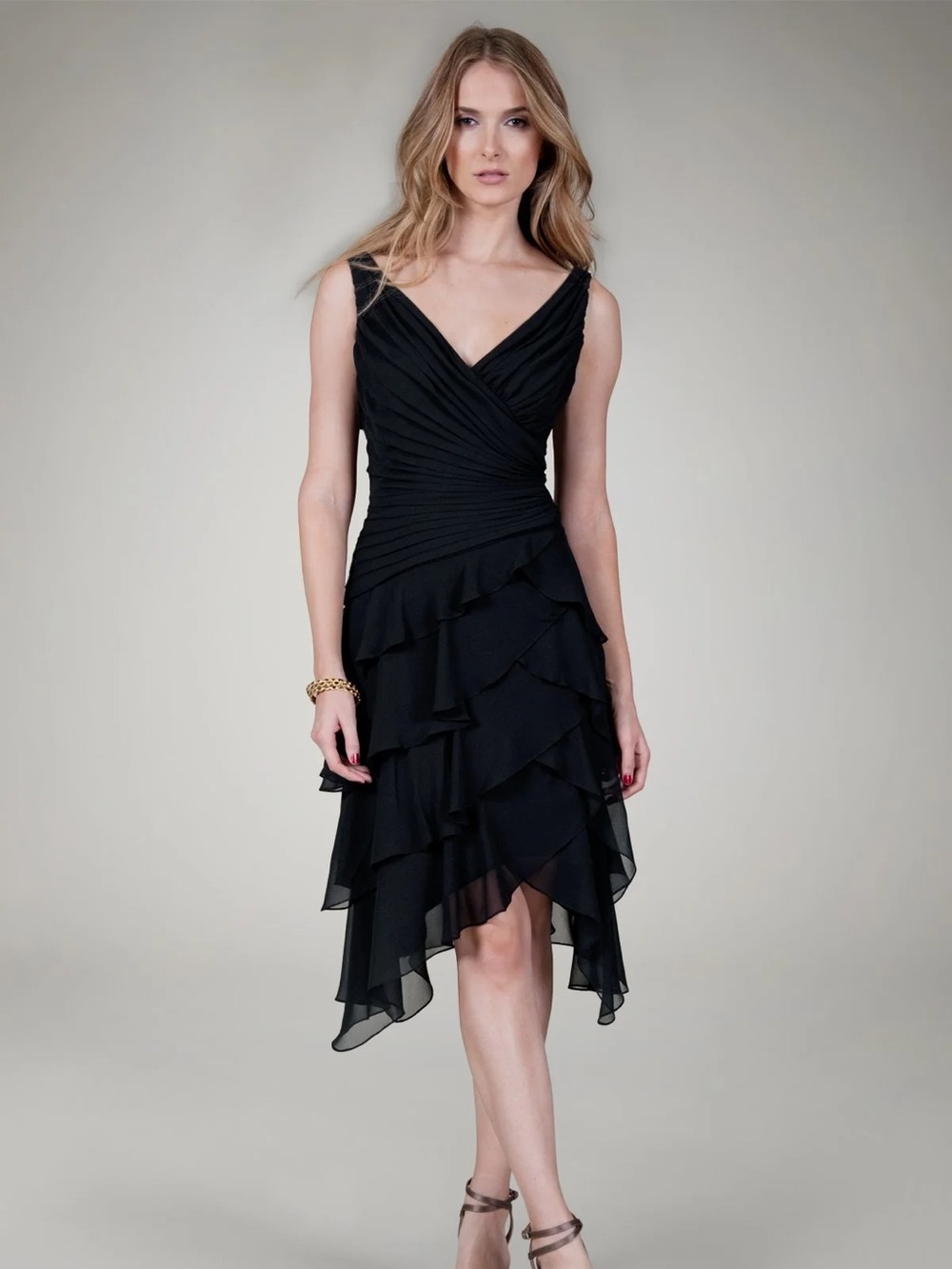 Rare 100% Silk Vintage Tadashi Black Cocktail Dress